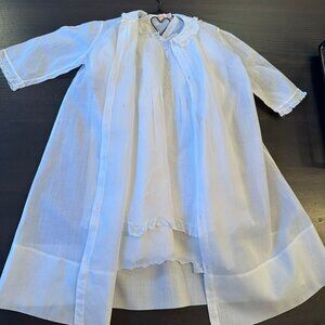 👼 Antique Three-Piece Embroidered Christening Gown Set — Hand-Stitched Heirloom
